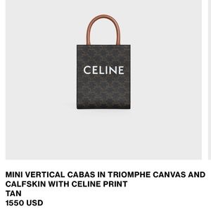 MINI VERTICAL CABAS IN TRIOMPHE CANVAS AND CALFSKIN WITH CELINE PRINT